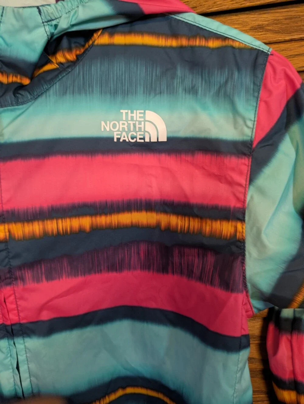 The North Face Youth Colorful Striped Windbreaker Raincoat Size Large 14 16